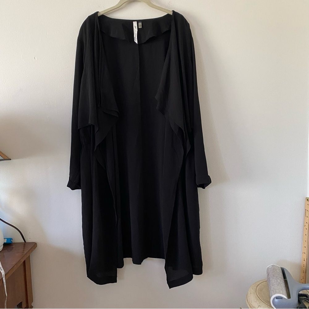 NY Collection Lightweight Poly Spandex Cardigan Style Jacket Black Size 3x - Picture 2 of 8